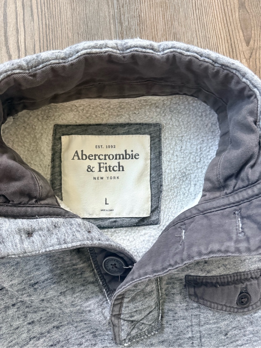 Abercrombie & Fitch Heather Gray Button-Front Pullover - Picture 2 of 4
